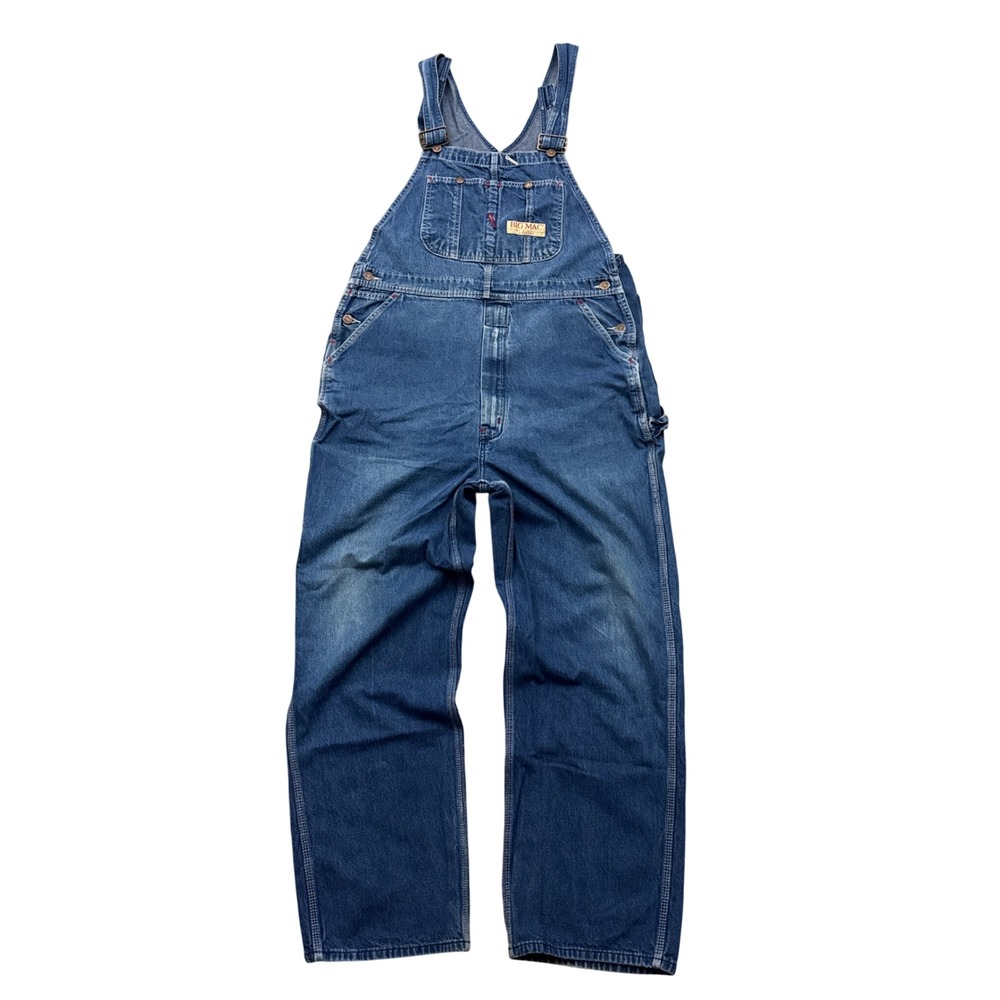 Big Mac Denim Bib Workwear Carpenter Overalls Sz 38x30